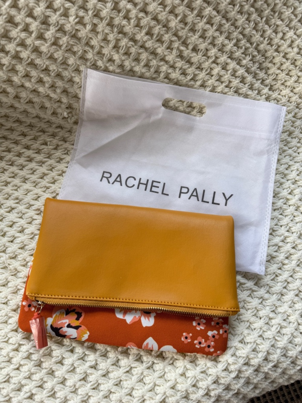 Rachel Pally Mustard Yellow Clutch with Floral Accent